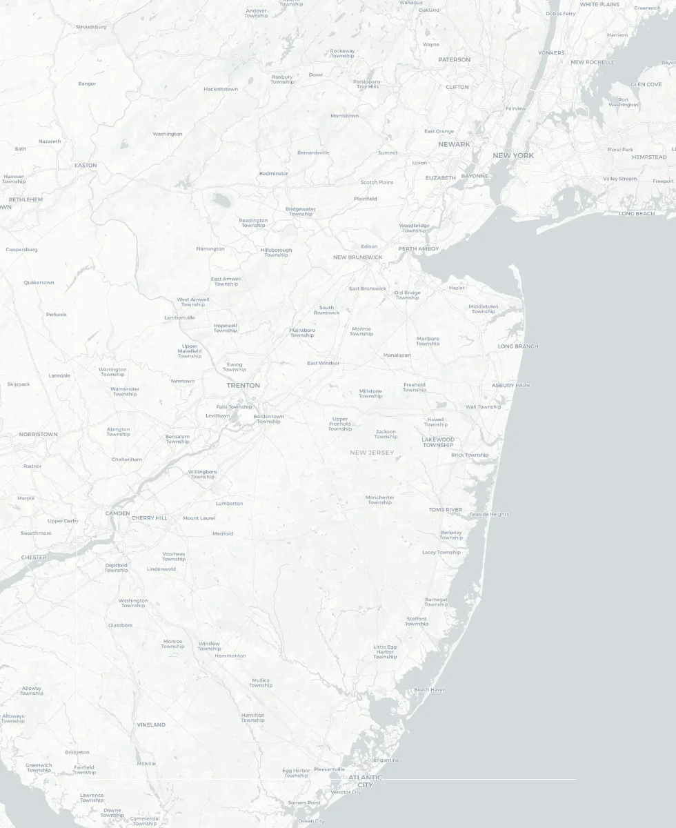 Map of the central New Jersey towns Perfect Air & Water Services covers