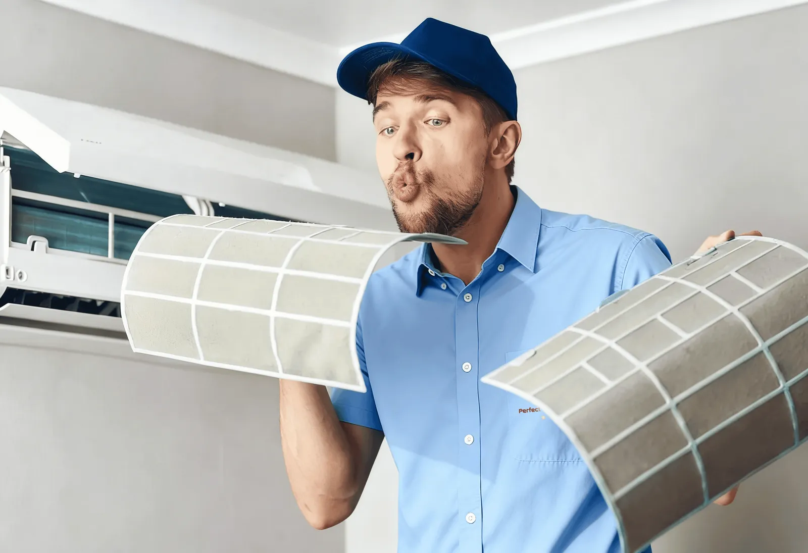 Clean white home air filtration panel.
