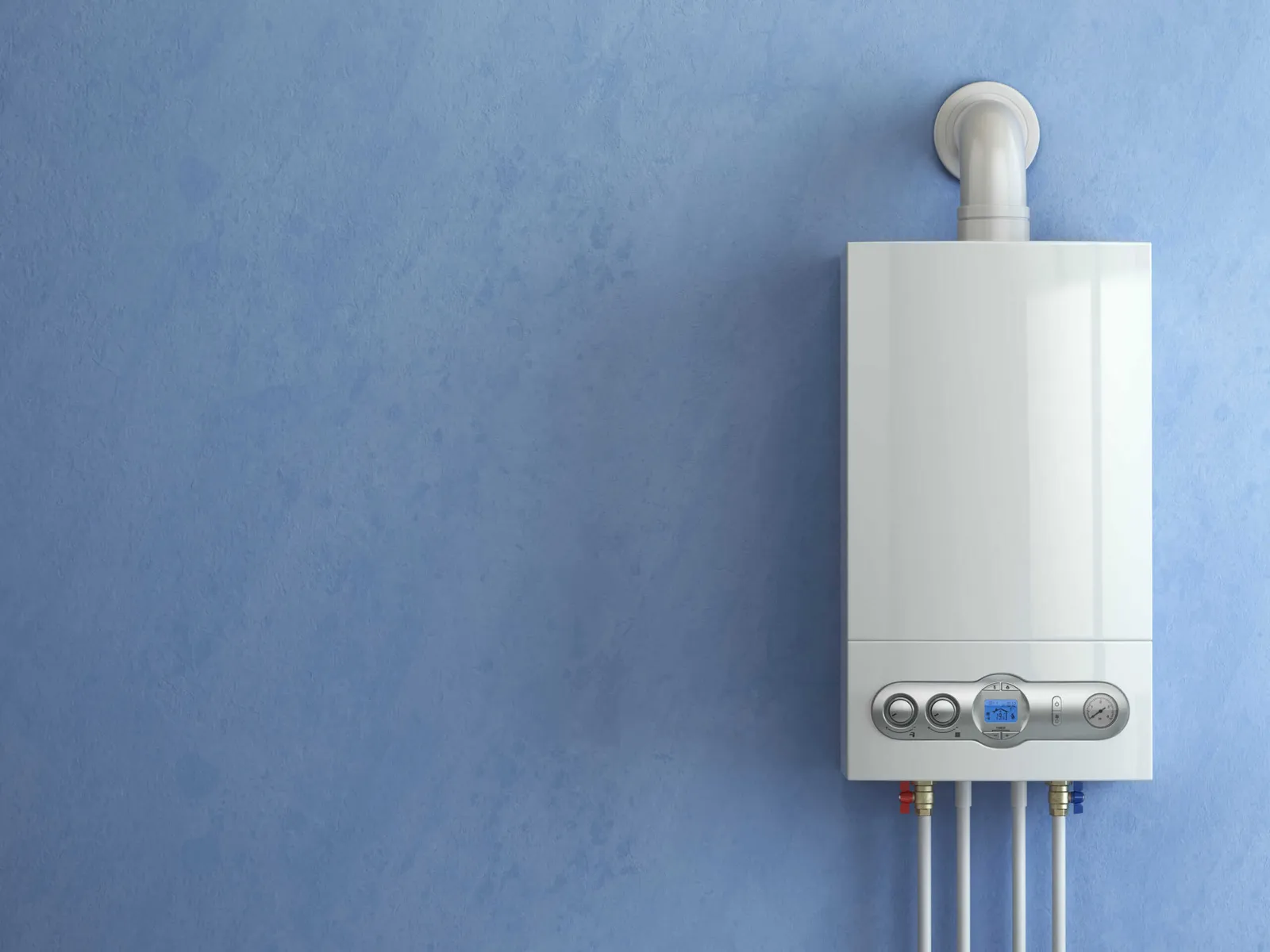 Wall-mounted boiler installed in a home