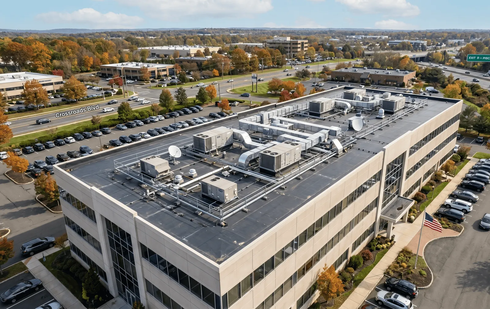 Commercial rooftop HVAC system in New Jersey.