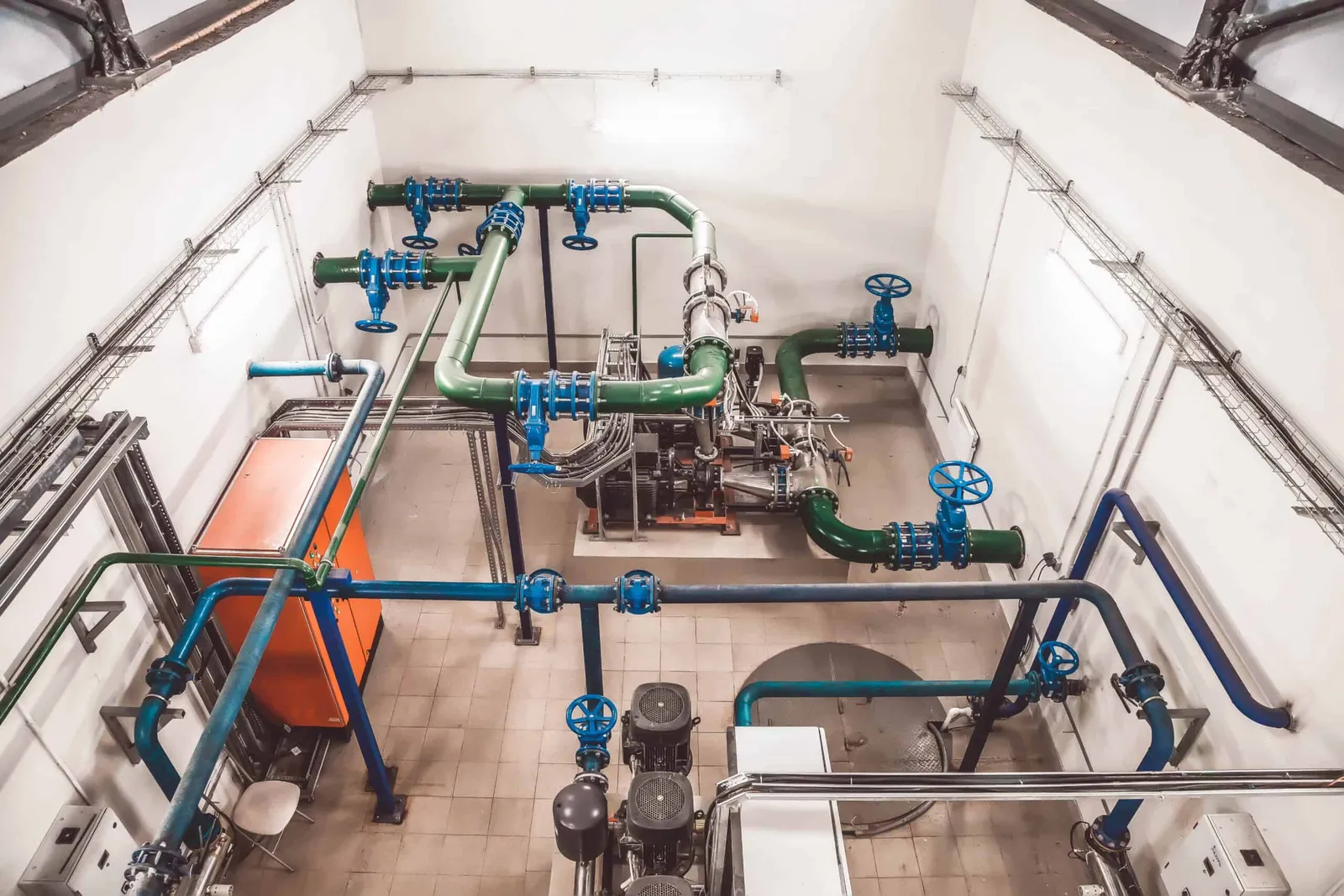 Commercial plumbing setup maintained by Perfect Air and Water.
