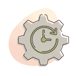 Gear and clock icon representing better energy efficiency