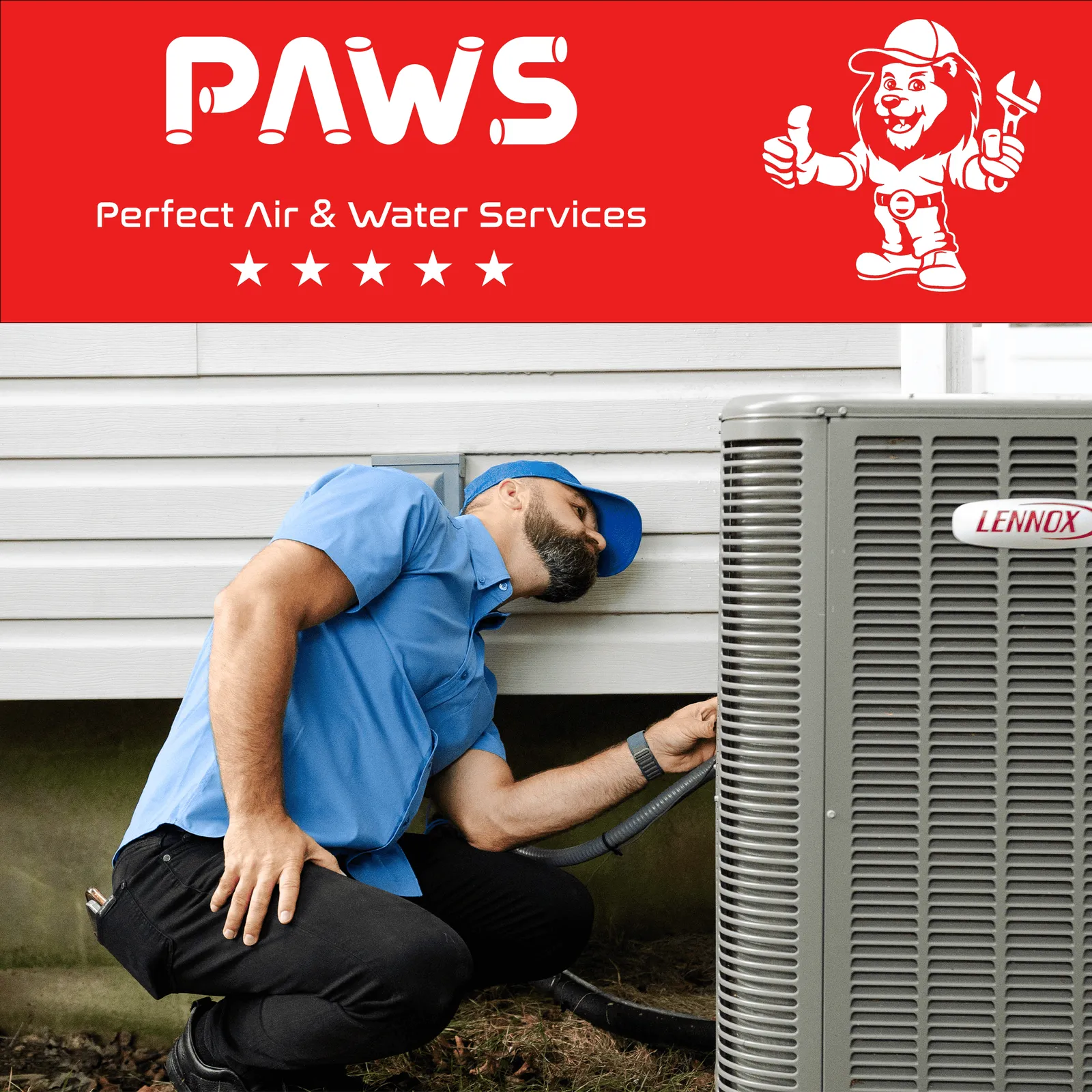 HVAC technician completing service work