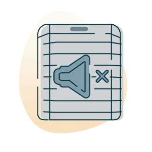 Muted speaker icon representing quiet operation