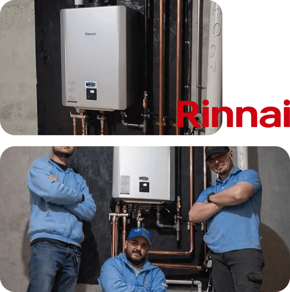Rinnai tankless water heater in a home utility space