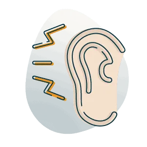 Ear and sound wave illustration representing air and water quality services.